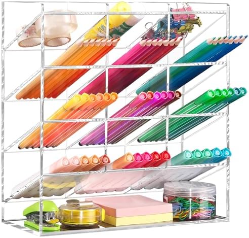 BEYGORM Acrylic Vertical Marker Organizer for 150 Markers, Desk Orgaizer