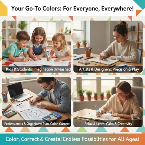 Erasable Colored Pencils Set of 18, Color Pencils with Erasers, School Art Supplies for Drawing, Coloring, Sketching, Art Projects (18 Color)