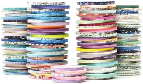 Exrta Slim Washi Tape Set Random Patterns 80 Rolls+ Bundle Printed Super Skinny Decorative Masking Tape Scrapbook Tape for DIY Craft Art Projects Journal Gift Wrapping (Patterns Printed)