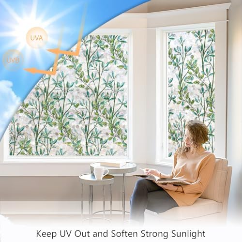 LEMON CLOUD Window Privacy Film Rainbow Stained Glass Cling, 23.6″ x 157.4″