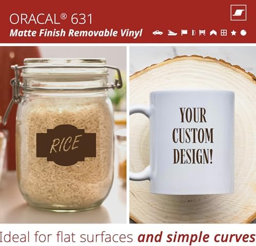 ORACAL 631 Matte Brown Vinyl Durable Roll Easy to Weed Permanent Adhesive Craft Vinyl for Plotting Machines, Decals & DIY Projects 12” x 10ft