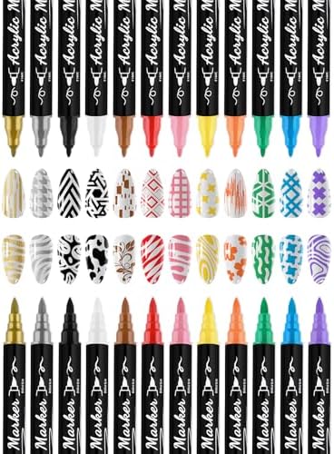 12 Colors Nail Art Pens Set, Kalolary Nail Art Markers 3D Nail Polish Pens