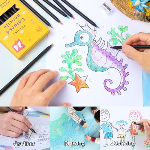 12 Colors Rainbow Pencils for Kids Adults, Rainbow Colored Pencil Art Supplies for Girls Boys, Black Wooden Multi Colored Pencils Bulk for Coloring Drawing Sketching, Pre-sharpened