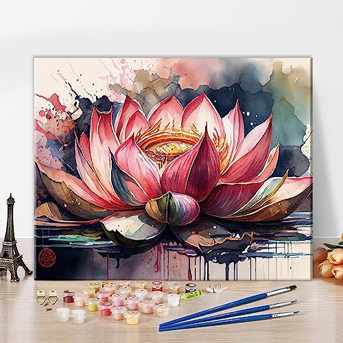 TUMOVO Colorful Abstract Lotus Paint by Numbers Craft Kit for Adults