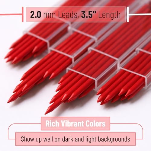 Mr. Pen- 2.0 mm Lead Refills, 48 Pack (12 per Tube), Cherry Red