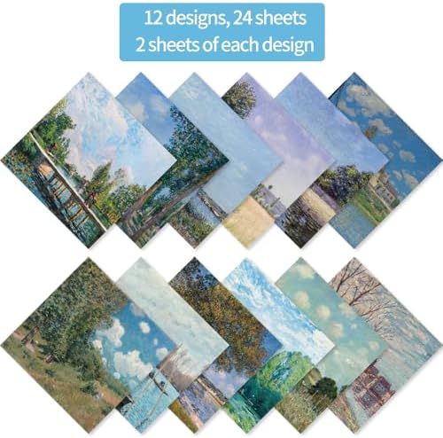 6x6" Cardstock Single Sided Scrapbooking,Craft Decorative Scrap Book Paper | 160gsm,24-Sheet 12Patterns Colored Paper,Junk Journal Supplies,Vivid Origami Papers DIY Craft Gift Wrapping Album.minghua