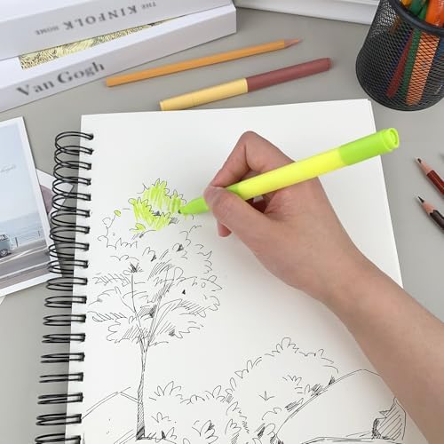 DSTELIN Hardcover Sketchbook, 100 Sheets Spiral Bound Sketch Pad (100 GSM Sketch Paper), 9" x 12" Drawing Paper Pad for Marker, Painting, Drawing and Sketching
