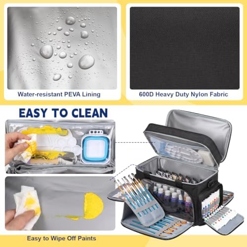 2 Layer Acrylic Paint Storage Bag for 32 Bottle(2 oz) Acrylic Paint
