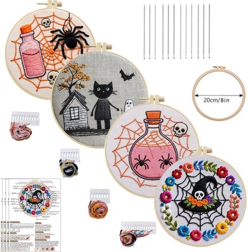 Embroidery Kit for Beginners & Adults with Spider Web Pattern