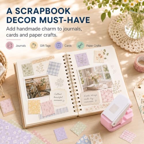 CYFUN DESIGN Stamp Punch, 1x0.8inch Rectangle Stamp Cutter Hole Puncher, Perforated Craft Punches for Junk Journal & Scrapbooking, Stackable Design with Alignment Cutout for Precise Positioning