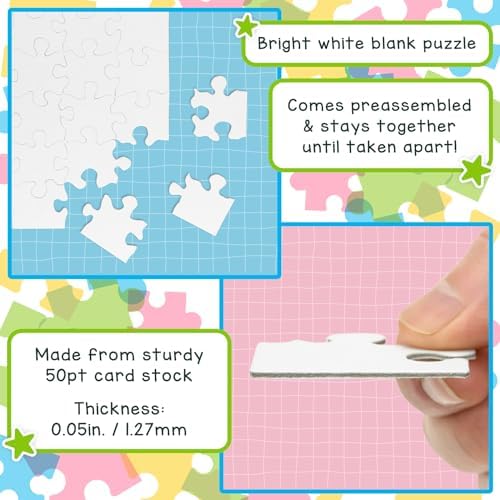 Hygloss 12 Blank Heart Puzzles – 8.5 x 9.5 Inches with Surrounding Frame – Ideal for Valentine’s Day Crafts – Write, Draw, and Decorate – 34 Pieces Each