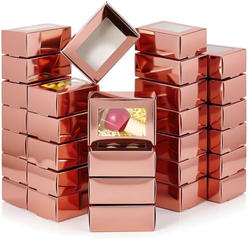 Zonon 60 Pcs Mini Kraft Soap Boxes with Window Homemade,Rose Gold