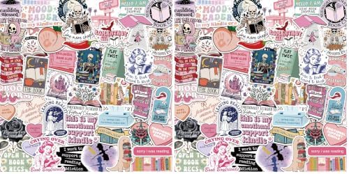 150 PCS Romance Book Stickers for Kindle, Holographic Bookish Sticker Pack Reading Glitter Vinyl Decals for Laptop Ebook Readers Water Bottles Journal Scrapbook Waterproof (Pack of 2)
