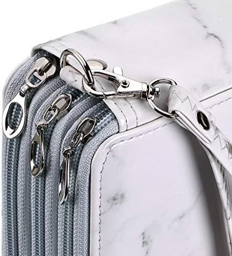 BTSKY Deluxe PU Leather Pencil Case For Colored Pencils - 120 Slot, White