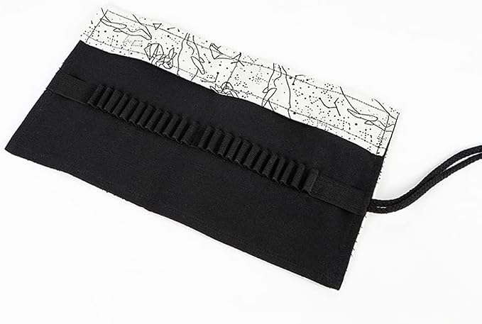 DIYOMR 24/36/72 Slots Pencil Wrap Pencil Rolls, Artist Colored Pencils Roll Up Bag Short Brushes Pouch Case Pencils Organizer for Drawing Coloring and Sketching,No Pencils (White Starry Sky, 72slots)