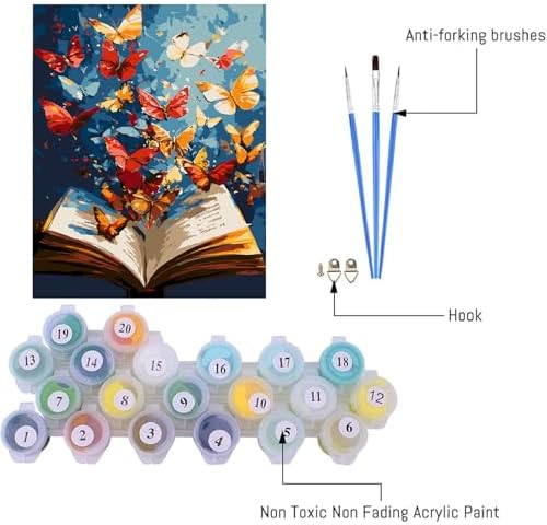 AIBOERL Paint by Numbers Kit for Adults Beginner,Butterfly Book, 12X16In