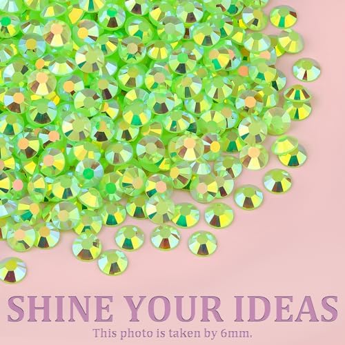 Resin Jelly Rhinestones for Crafting with B7000 Jewelry Glue, 2 Boxes Fluorescent Green AB Flatback Crystals with 2Pcs 10ml Glue, Bedazzling Non Hotfix Gems for DIY Tumblers Clothing Shoes Manicure