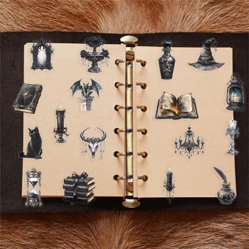 50pcs Transparent Vintage Witchy Stickers for Kids,Dark Witchy Magic Sticker Waterproof PET Stickers for Scrapbook Journaling Photo Album Collage Card Gothic Aesthetics Sticker for Teens and Adults