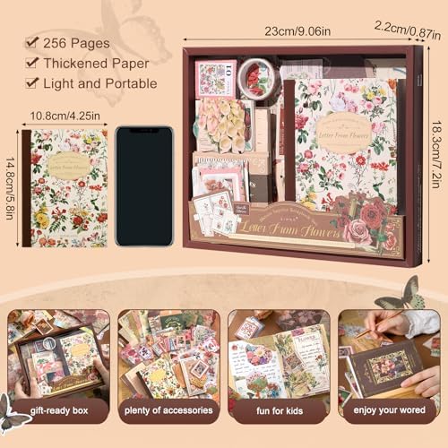 miikoul Vintage Scrapbooking Supplies Kit for Teen Girl Kid Women Diy Gift