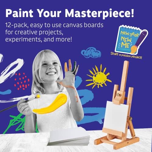 Artlicious Small Canvases for Painting - Pack of 12, 4 x 4 Inch Blank White Canvas Boards - 100% Cotton Art Panels Mini Canvas Bulk for Oil, Acrylic & Watercolor Small Painting Canvas