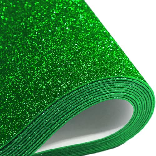 10 Sheets Glitter Paper Sheet for ‌St. Patrick's Day Juneteenth Decor Table Decorations, A4 Cardstock Self-adhesive Paper for Construction Scrapbook DIY Card (Green)