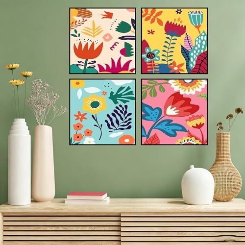 Benjenes 4 Pack Small Diamond Art Kit for Adults – Flowers Design