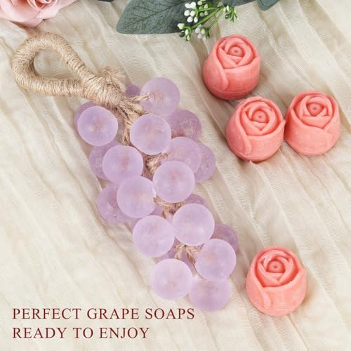 DIY Soap Making Kit, Soap Molds 2 Pack - Purple Circle & Rose Shapes with Hemp Rope, Black & White Ribbon for Handmade Soap (Soap Base Not Included), Teacher Appreciation, Back to School, Wedding Gift