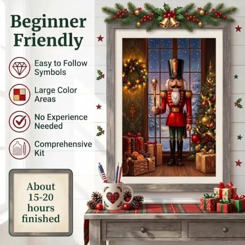 Christmas Diamond Art Kits for Adults, Holiday Nutcracker Diamond Painting