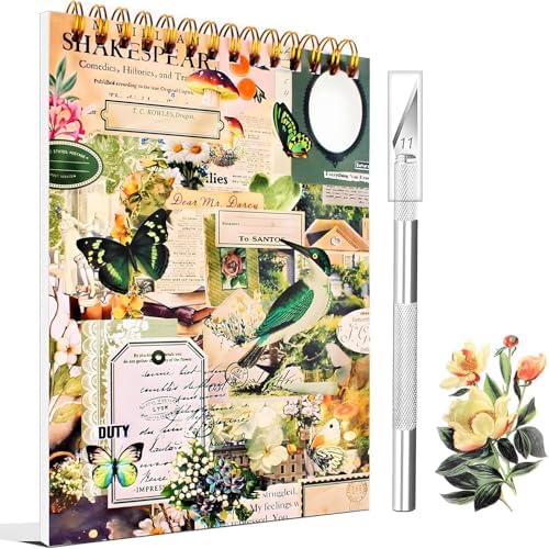 900+ Pieces Vintage Stickers for Scrapbooking, 50 Sheets Precut Washi Stickers Book for Scrapbooking, Scrap Book for Junk Journal Supplies DIY Crafts, Collage, Photo Album