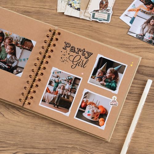 potricher 7 x 7 Inch Small DIY Scrapbook Photo Album 40 Pages, Yellow | Thick Kraft Paper Scrap Book Photo Albums, Memory Book for Wedding, Anniversary, Baby, Family, Travel, DIY Projects