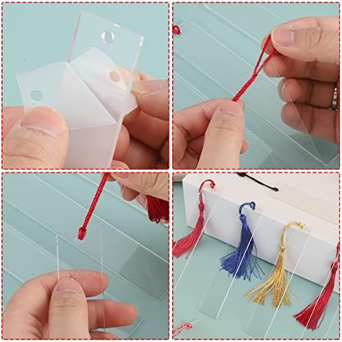 25 Pack Acrylic Bookmark Blanks with Colorful Tassels, 4.75 x 1in