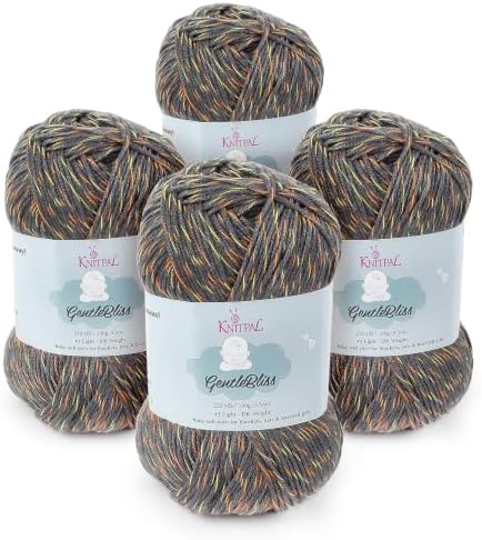GentleBliss DK Acrylic Soft Baby Yarn, 4-Pack (880Yds/400G), Dark Gray