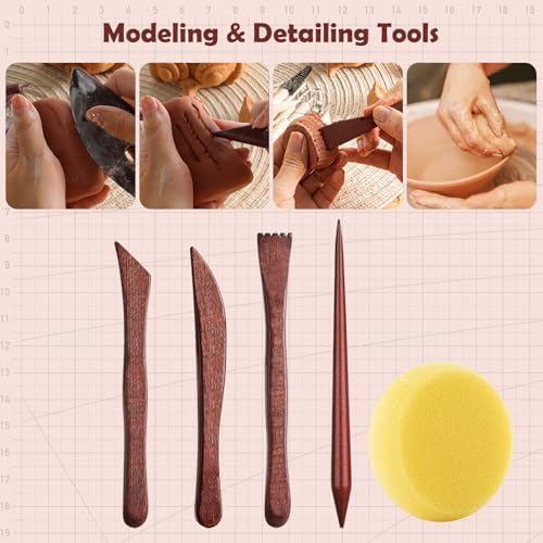 27PCS Clay Tools Sculpting, Ceramics Tools Set, Ceramic & Pottery Modeling Tools, Air Dry Clay Tools, Polymer Tools Kit for Carving, Molding, Pottery Wheel, Crafting Supplies, Pros, Beginners, Adults