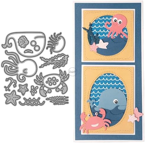 Marine Animals Whales Octopuses Metal Cutting Dies for Card Making