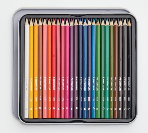 STAEDTLER Triangular Colored Pencils, Metal Tin of 24 Colors, Coloring Pencils for School, Art, Crafts - Art Supplies for Beginners, Students, Hobbyists