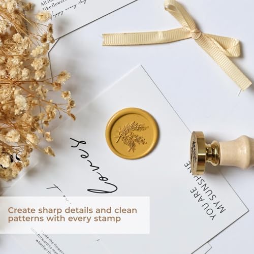Rosemary Wax Seal Stamp, 3D Embossed Relief Carving Head and Wood Handle for Wax Seal Stamp Kit, Decor ffor Thanksgiving Card/Envelope/Gift Wrap/Wedding Engagement Party Invitation