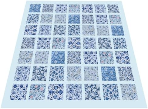 4"x4"200pcs Cotton Fabric Squares for Sewing Quilting Supplies-Blue Floral