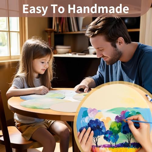 12 Inch Unfinished Wood Circles, 4-Pack Blank Rounds with Brush for Crafts | 12-inch unfinished wood circles with paint foam brush for door signs, painting, wood burning, Cricut crafts and DIY decor.