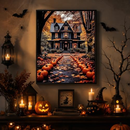 Halloween Paint by Numbers Kit for Adults Beginner with Framed 10x12 Inch