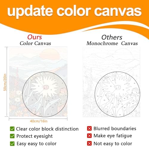 JULOUYN 2 Pack Paint by Numbers Kit for Adults Beginner, Mountains Lake Sunset Landscape DIY Canvas Art Kit with Brushes & Acrylic Paints for Home Decor 16x20 in | Easy to piant for beginners elderly, DIY art, with Magnifying glass, Relaxing & Stress r...