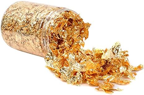 Gold Leaf Flakes,Gold Foil Flakes for Resin，10g Metallic Foil Flakes，for Nail Art, Painting, Crafts, DIY Crafts，Slime and Resin Jewelry Making