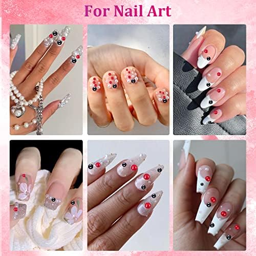 Belleboost Flatback Pearls for Nails Black Pearl Nail Charms and Gems