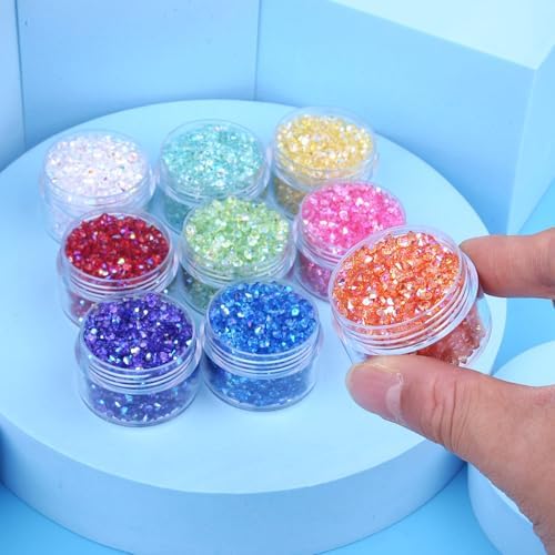 9 Box Rhinestone Glitter, 15000Pcs 3.2oz/90g 3mm Chunky Flakes Sequins Gravel for Epoxy Resin Craft Supplies Nail Art DIY G012