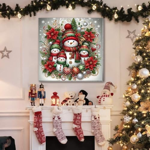 4 Pack Christmas Paint by Numbers Kit for Adults with Framed,Snowman Gnome Candy Cane Paint by Number with Wooden Easel DIY House Truck Christmas Tree Adult Paint by Number Kits for Wall Decor10x10in