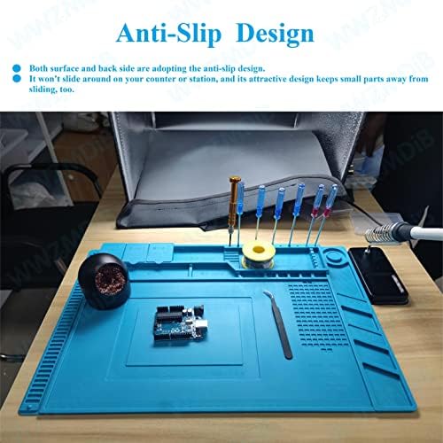 WWZMDiB Heat Resistant 932°F Silicone Magnetic Soldering Work Mat（S-180【21.6 x 13.8” / 55 x 35cm】）