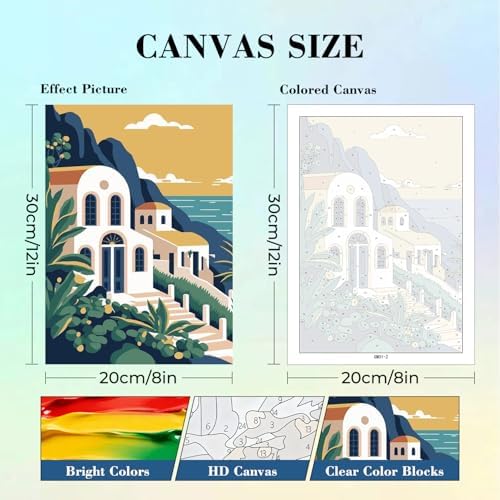 Amaieuin 6 Pack Paint by Numbers Kit for Adults Beginner,Canvas Paint by Numbers for Adults,Easy Adult Paint by Numbers for Home Decor Gift 12x8in