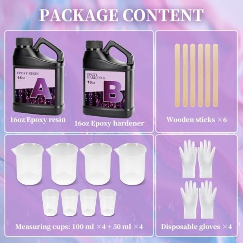 K KERNOWO Epoxy Resin Kit 2 Part Resin and Hardener Bubble Free & Crystal Clear Epoxy Resin for Beginners for Casting Coating, Jewelry Making, DIY Crafts