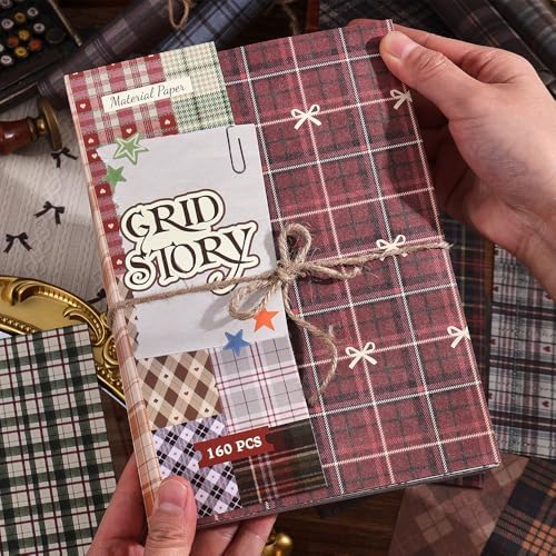 icceemee 160 Sheets of pinstripe Scrapbook Paper, journaling Scrapbook Supplies Craft Collage Paper Set, Junk Journal Bullet Journal Poster Room Decor for Card Making Decorative Gifts