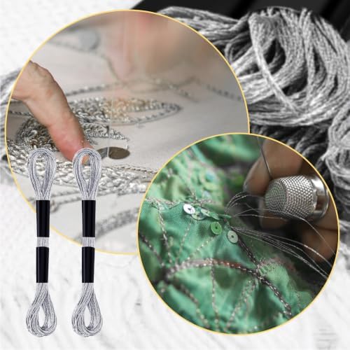 Gosknor 6 Skeins Embroidery Threads, Metallic Embroidery Floss (Silver)