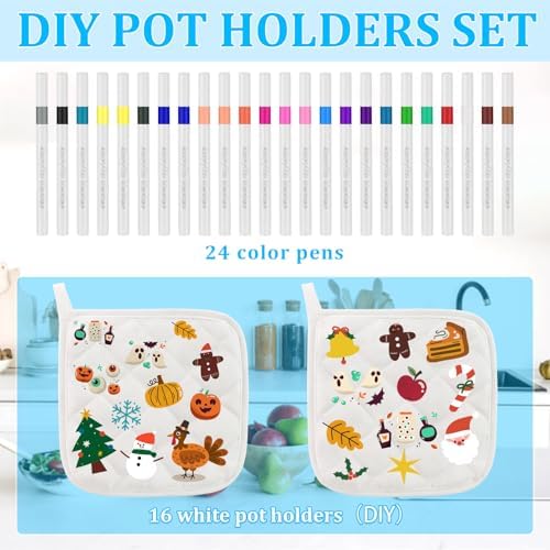 48 Pack DIY Pot Holders Craft Set White Blank Pot Holders Bulk